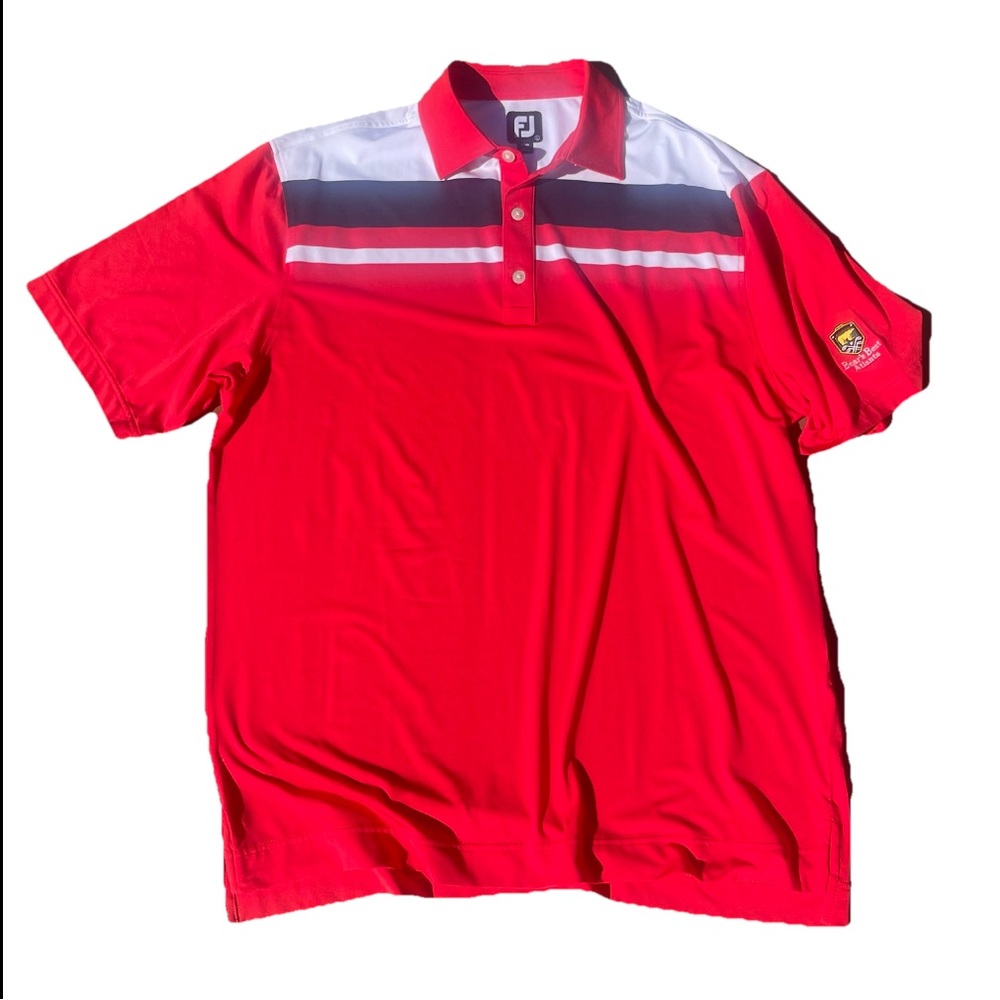 FootJoy Men’s Golf Polo Shirt Red White & Blue Bears Best Atlanta Logo Large